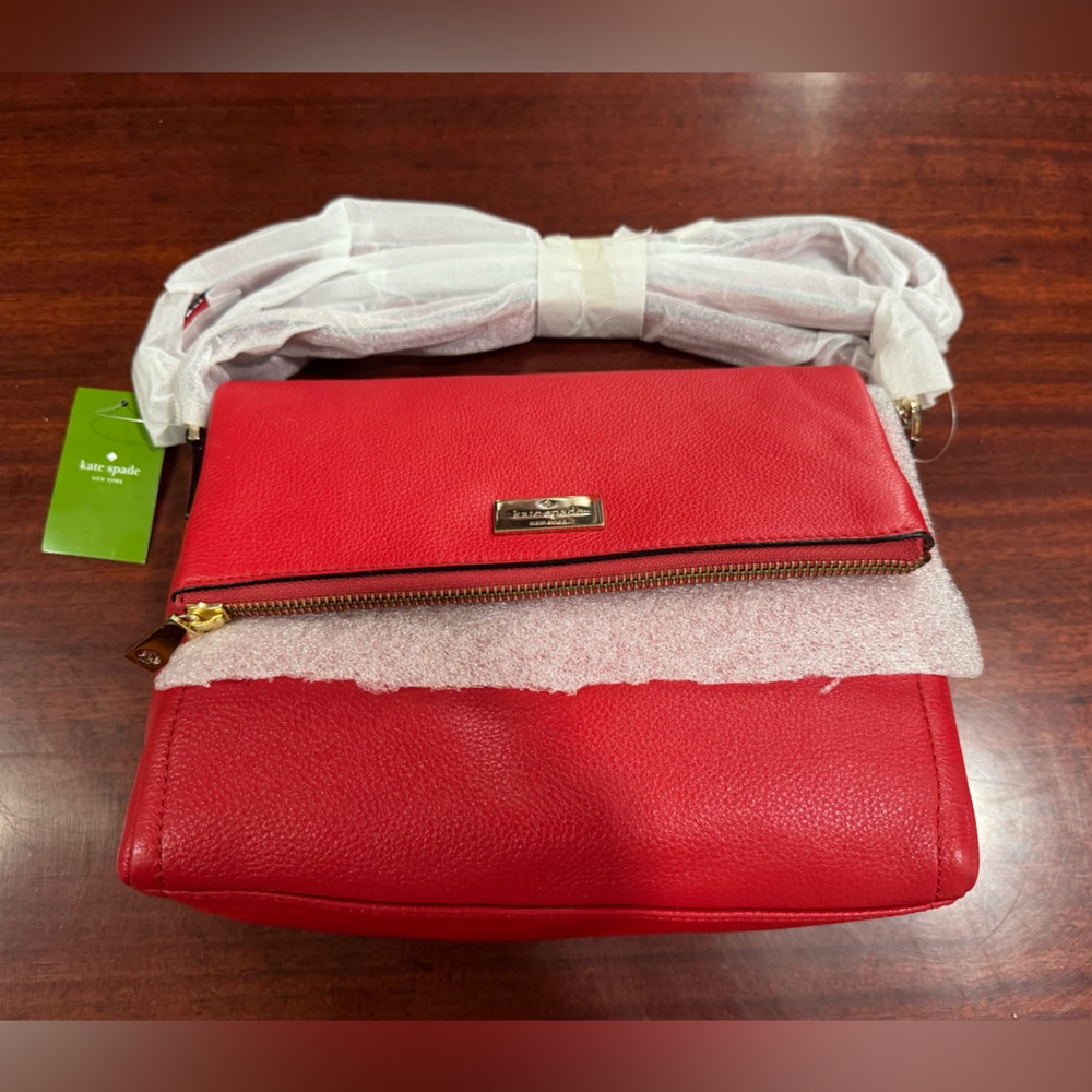 kate spade Red Leather Crossbody with Gold Hardware